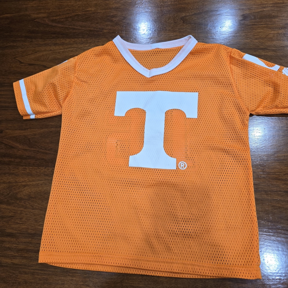 Youth Orange Mesh Fan Jersey with White 'T' Logo - Unbranded